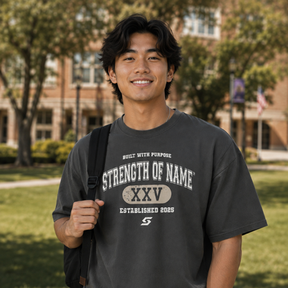 Varsity XXV Oversized Tee | Faded Coal
