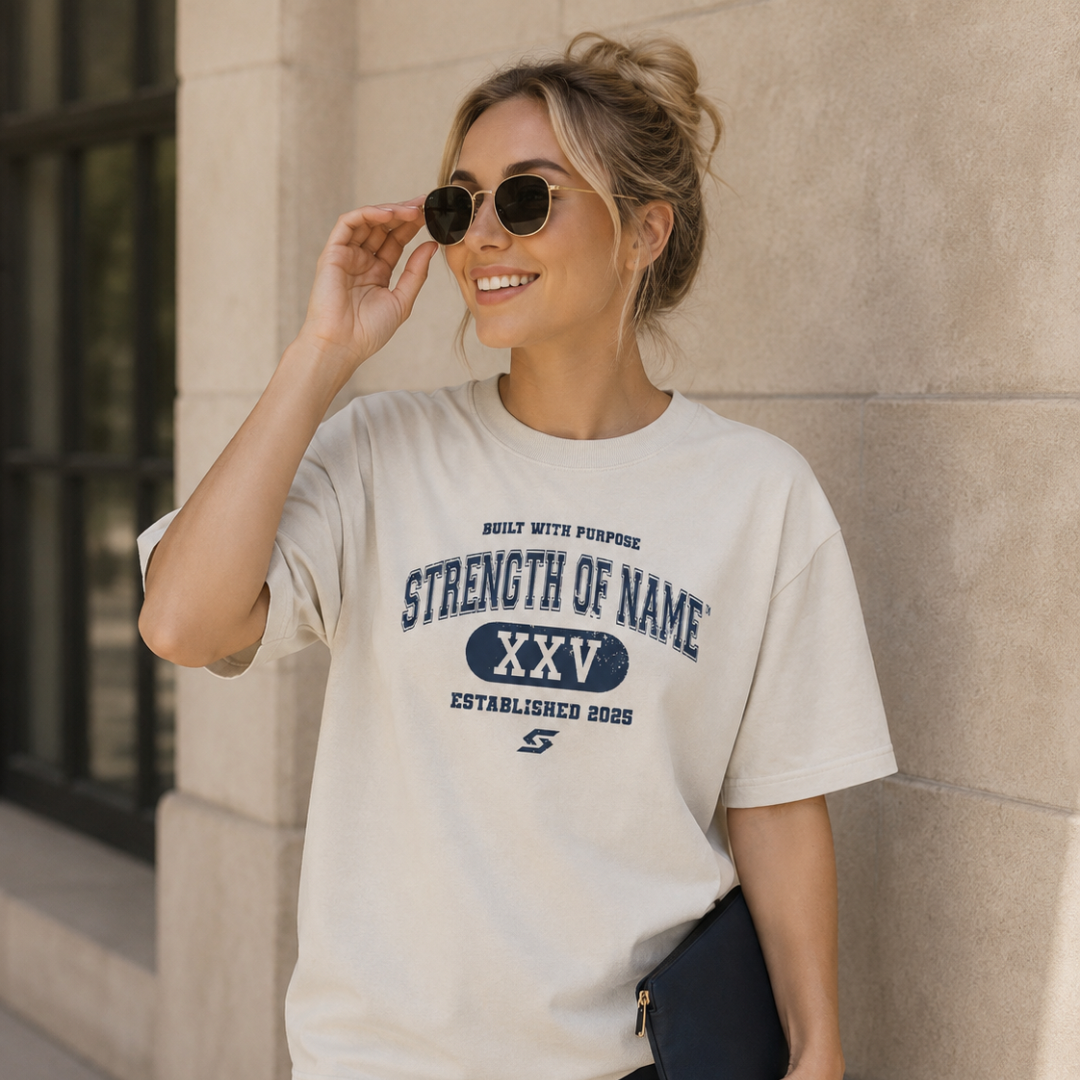 Varsity XXV Oversized Tee | Faded Bone